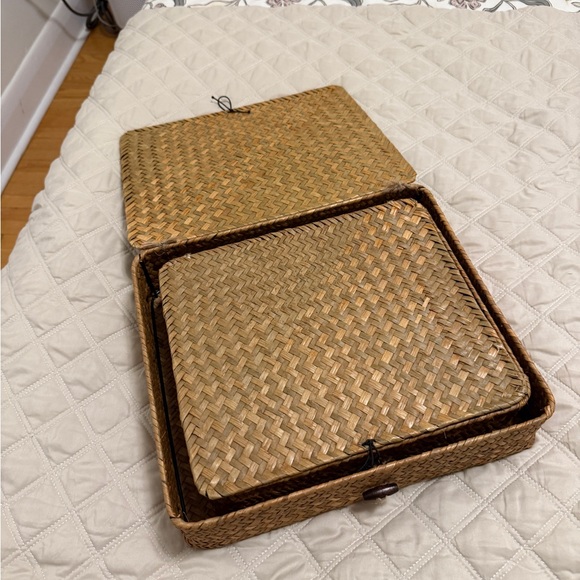 Woven Storage Baskets Set of 2 Stackable - Picture 5 of 8